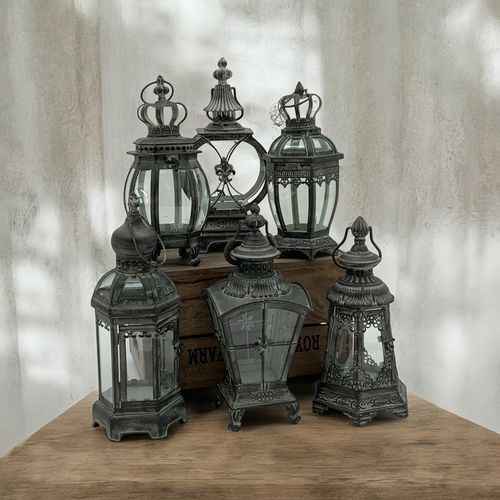 40CM BRONZED 6 ASST METAL GARDEN LANTERNS