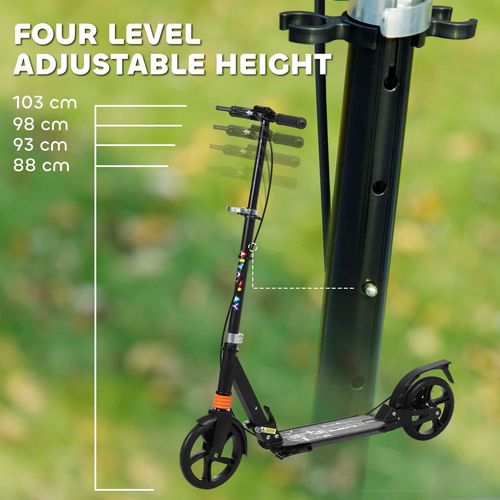 AIYAPLAY Kids Scooter, Foldable Kick Scooter w/ Adjustable Handlebar, Black