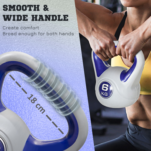 SPORTNOW 6kg Kettle Bell with Handle for Home Gym, Purple and Grey