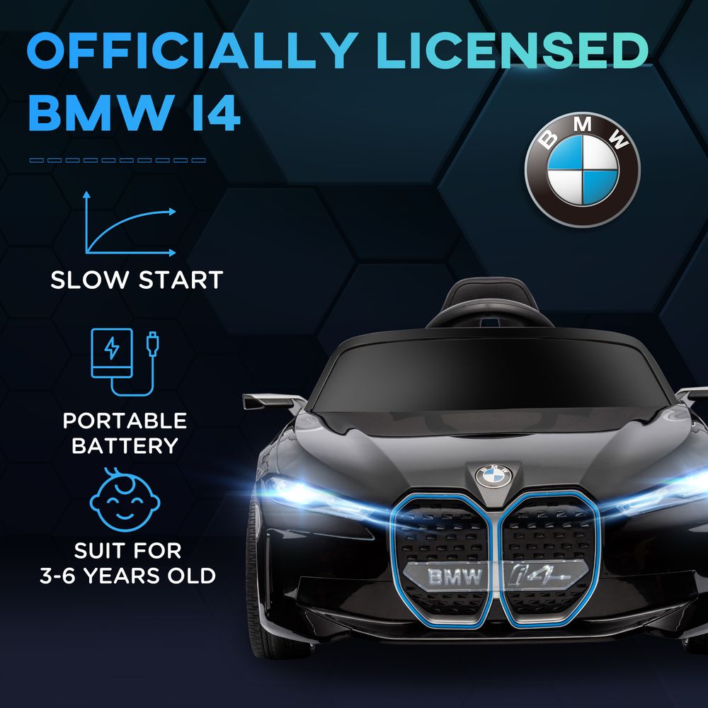 BMW i4 12V Kids Electric Ride-On - Portable Battery - Black