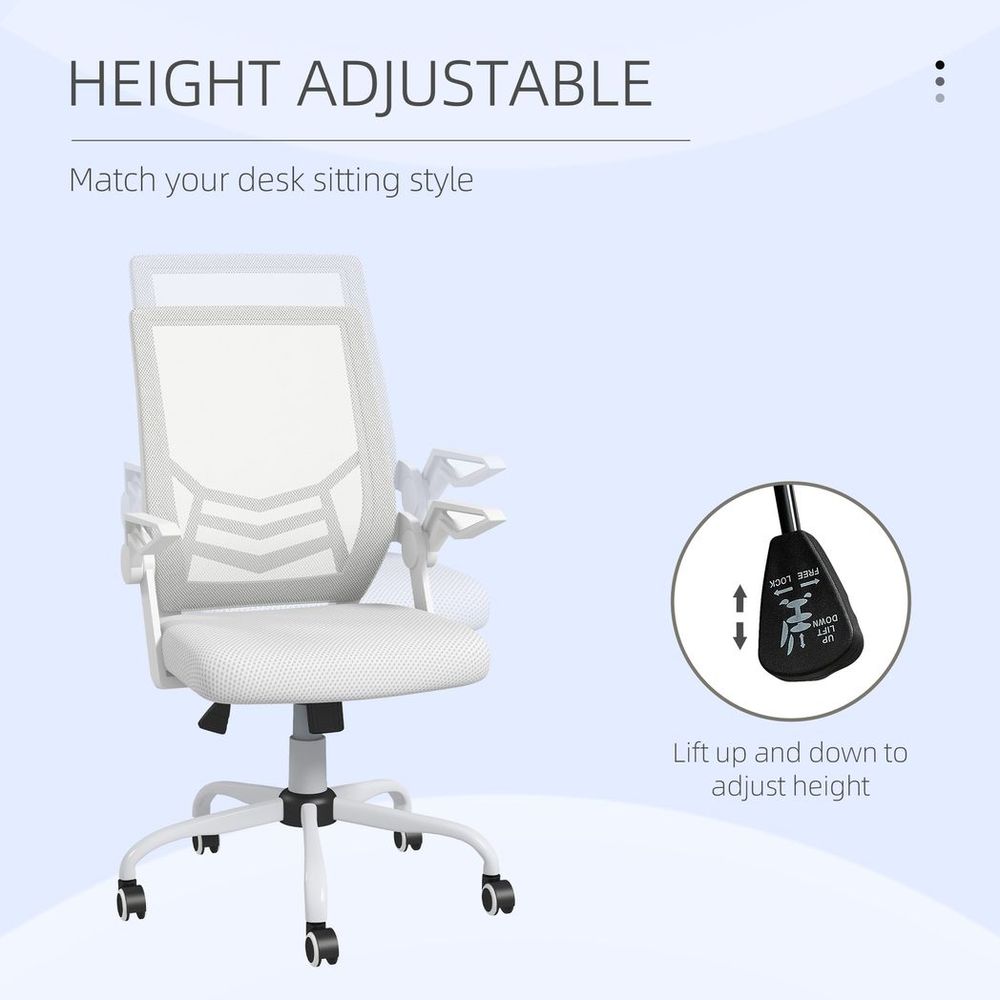 Vinsetto Mesh Swivel Office Chair Task Computer Chair w/ Lumbar Support, White
