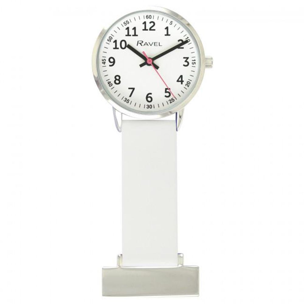 Ravel White Silicone Nurses Fob Watch - Hygienic & Stylish R1107.4