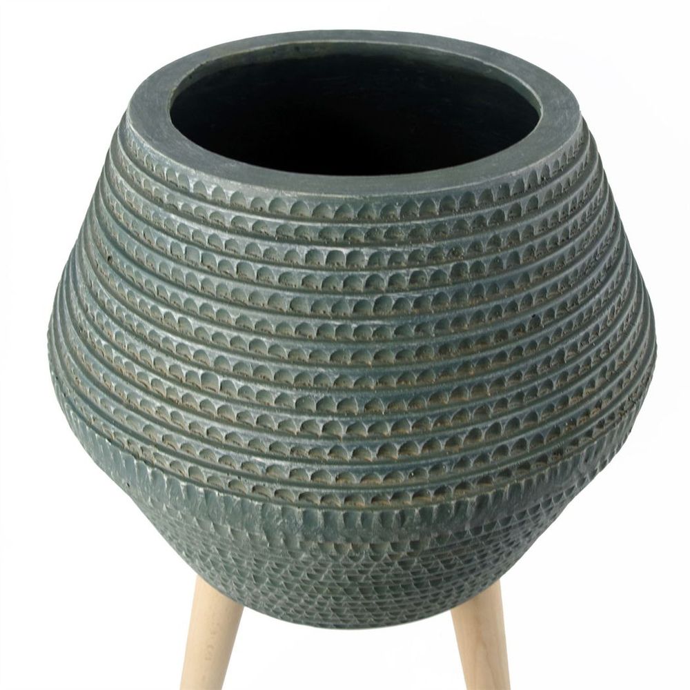 62cm x 40cm Orion Large Blue Grey Planter: Indoor/Outdoor, Fibreglass Composite, Rustic Finish, No Drainage Holes, Easy Assembly