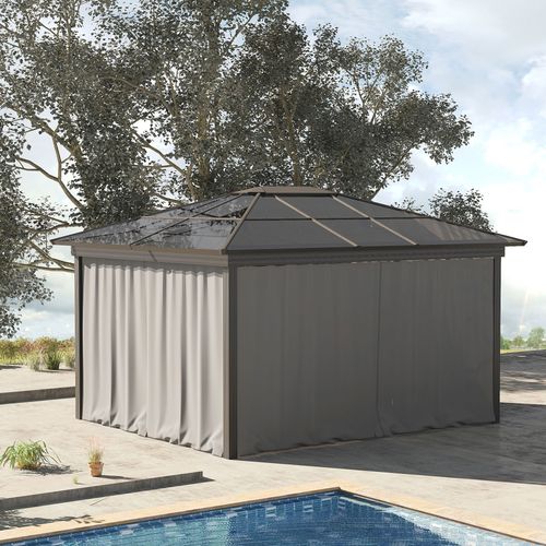 3 x 3m Gazebo Replacement Sidewall Set with 4 Panels, Hooks/C-Rings  Light Grey