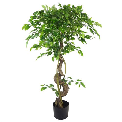 120cm Twisted Trunk Artificial Japanese Fruticosa Style Ficus Tree Gold Planter