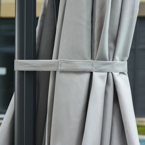 3m Cantilever Roma Parasol Patio Sun Umbrella with LED Solar Light, Grey