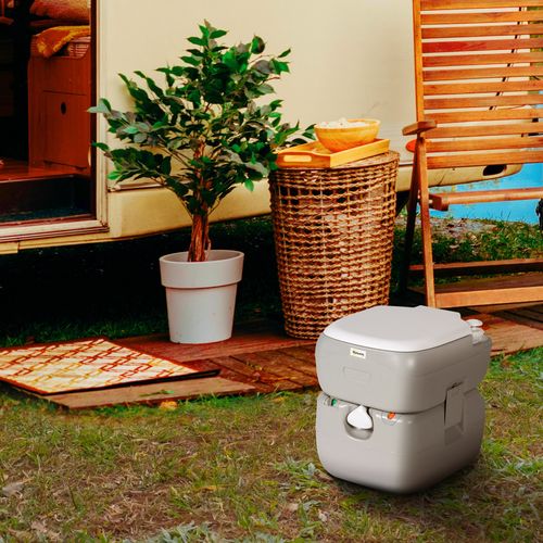 Outsunny Portable Toilet with Detachable Tanks for Camping, Grey