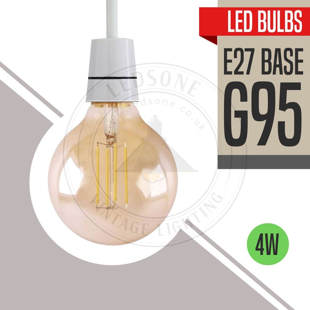 3 Pack E27 LED Edison Dimmable Vintage Amber Glass Warm white 2700K Light Bulbs
