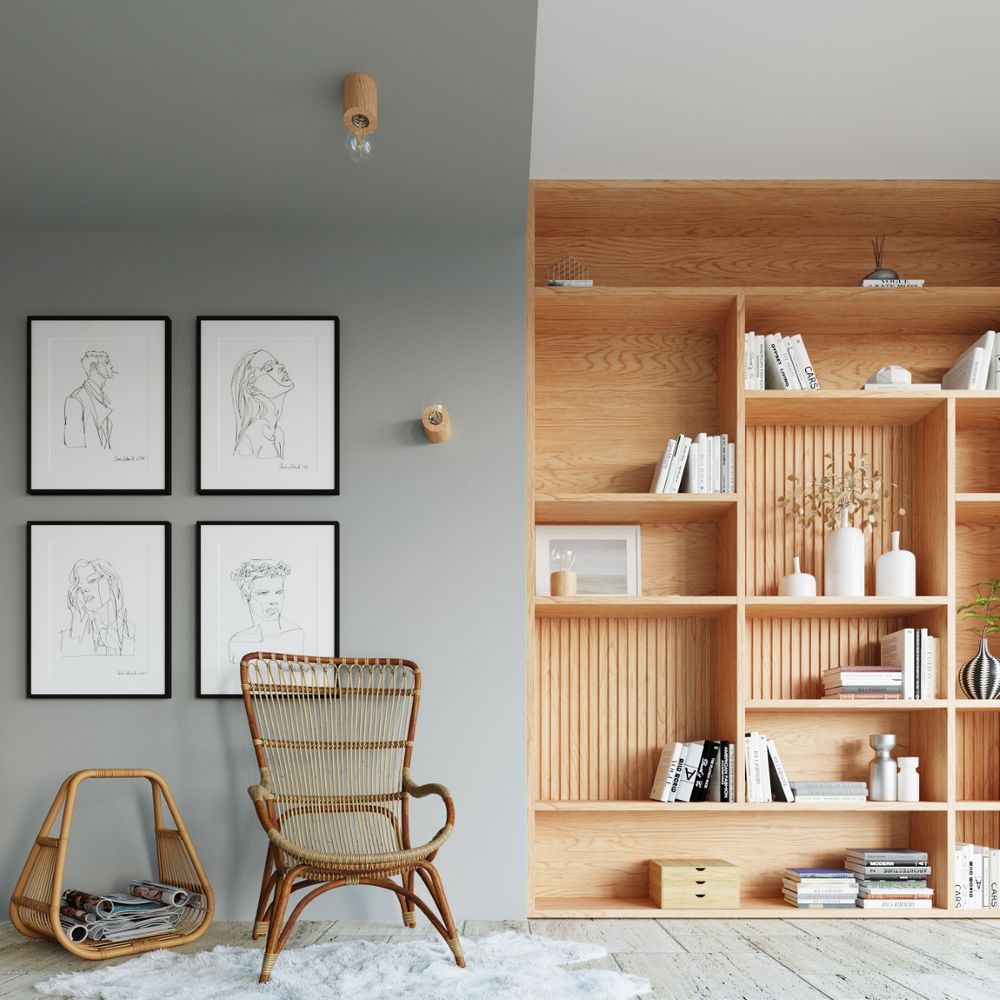 Premium Quality Wood Ceiling Lamp - Scandinavian Design, E27 Socket