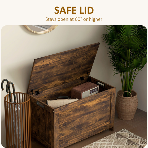 HOMCOM Storage Chest with 2 Safety Hinges, Storage Bench for Living Room