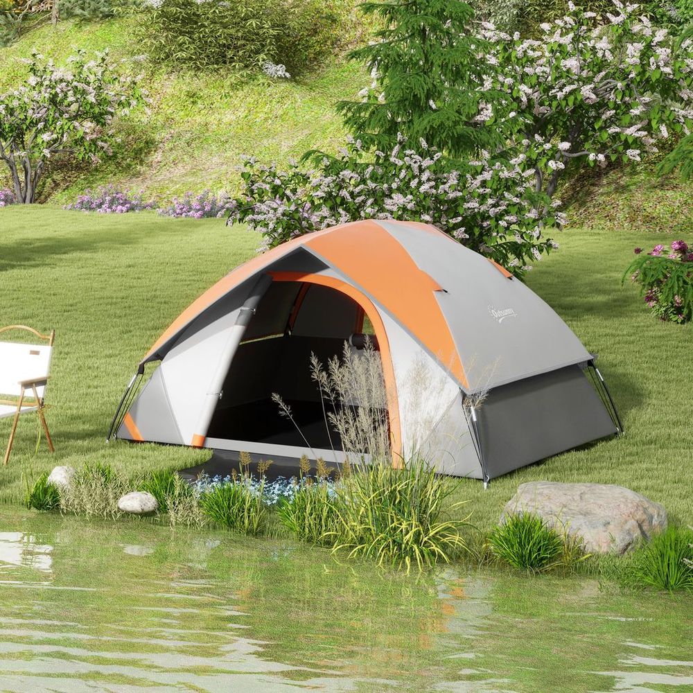 Outsunny Camping Tent, 2 Man Dome Tent, 3000mm Waterproof, with Sewn-in Groundsheet, Carry Bag and Top Hook, for Fishing Hiking Festival