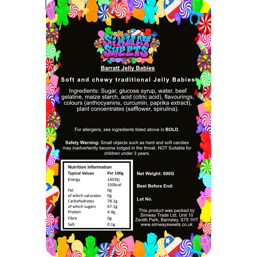 Premium Quality Jelly Babies Gift Jar - Retro Sweets Delivered to Your Door