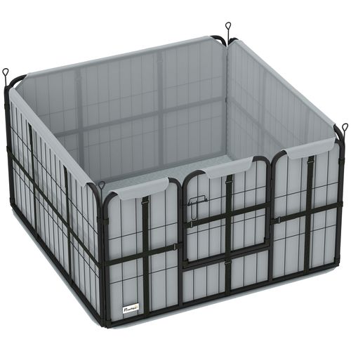 PawHut Dog Whelping Box w/ Washable Pee Pad, Windproof Cloth, Black
