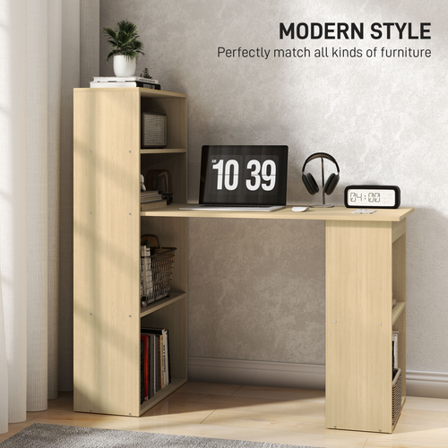 HOMCOM 120cm Computer Desk Bookshelf Writing Table Workstation 6 Shelves