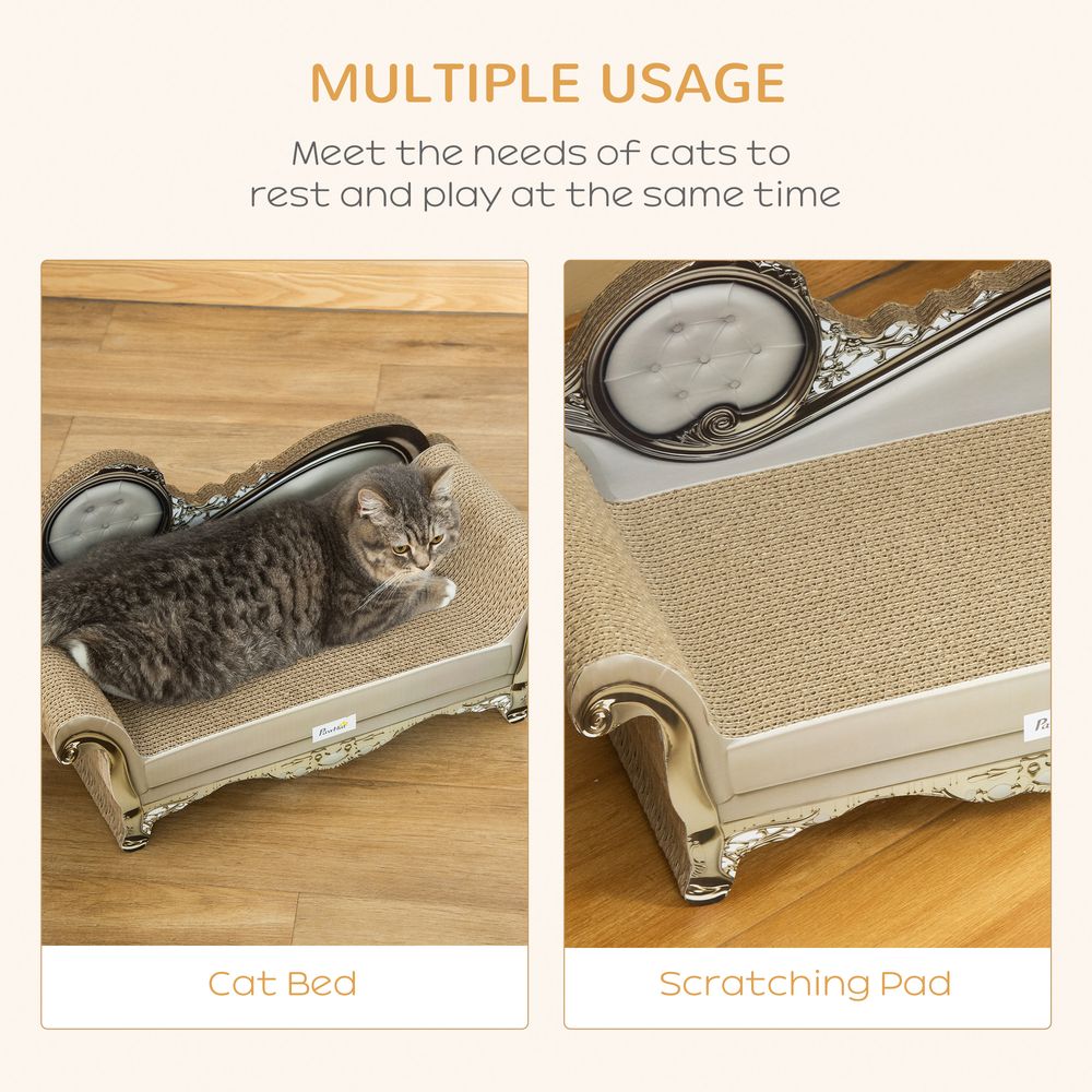 PawHut Cat Scratching Bed Pet Furniture Scratching Post w/ Catnip - Brown