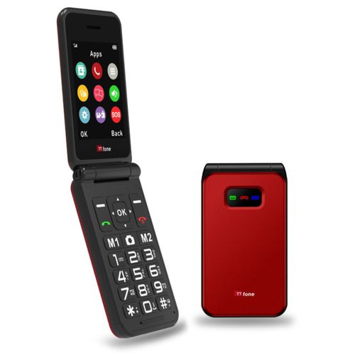 TTfone Red TT760 Flip 4G Mobile with USB C Cable, EE SIM