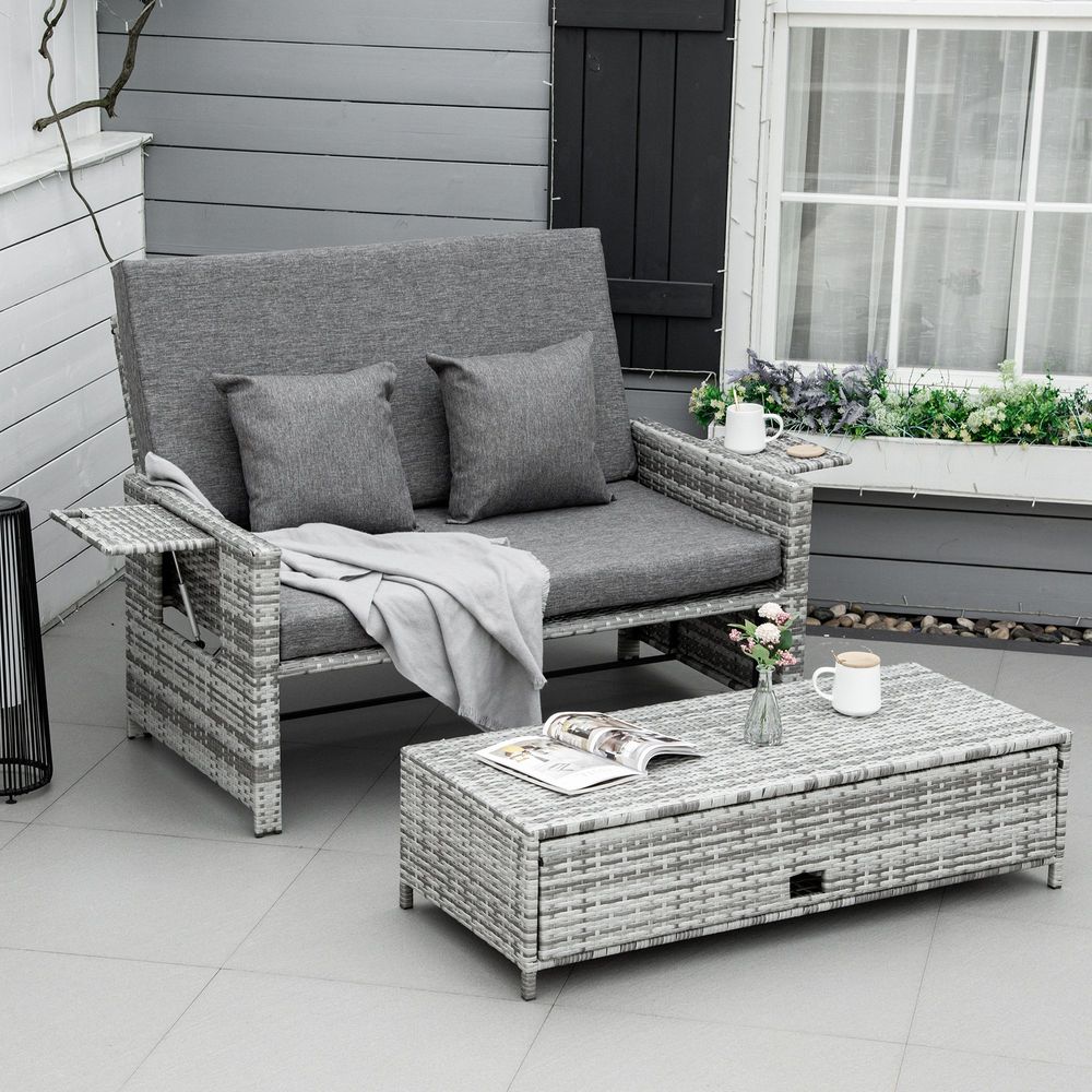 Premium 2 Seater Rattan Sofa Daybed | Fire Retardant Cushions | Free Shipping