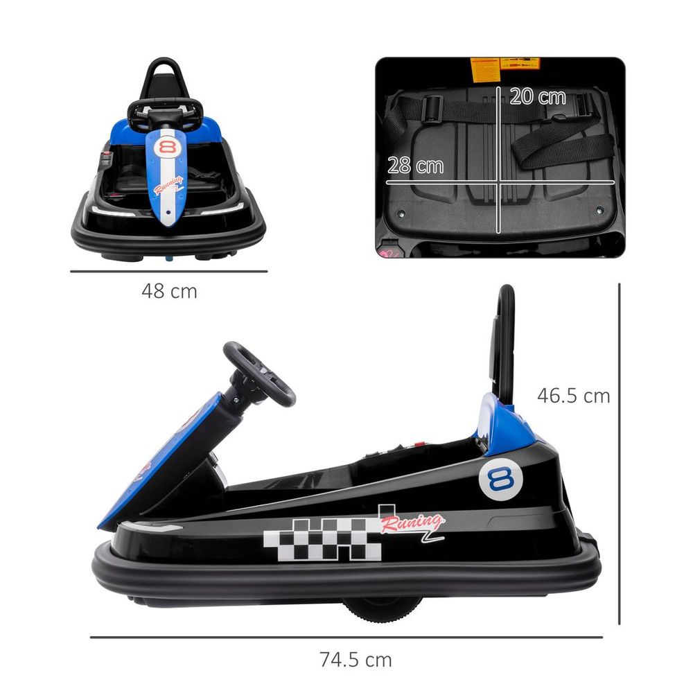 Innovative HOMCOM 6V Kids Bumper Car | 360° Rotation | 2 Speeds | Black