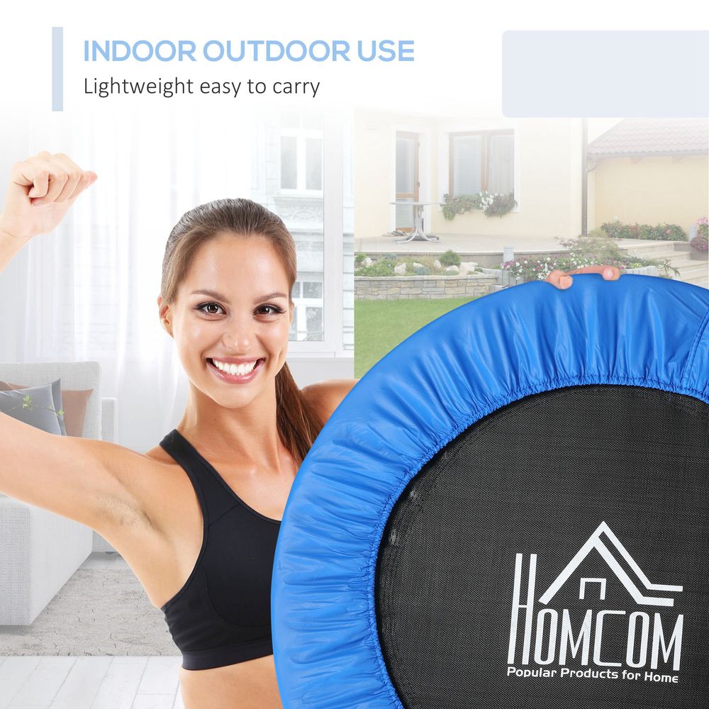Premium 96cm Blue Fitness Trampoline - Improve Cardio, Tone Muscles, Burn Calories - HOMCOM