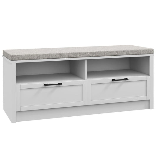 HOMCOM Shoe Bench with Removable Cushion, Open Compartments and Drawers