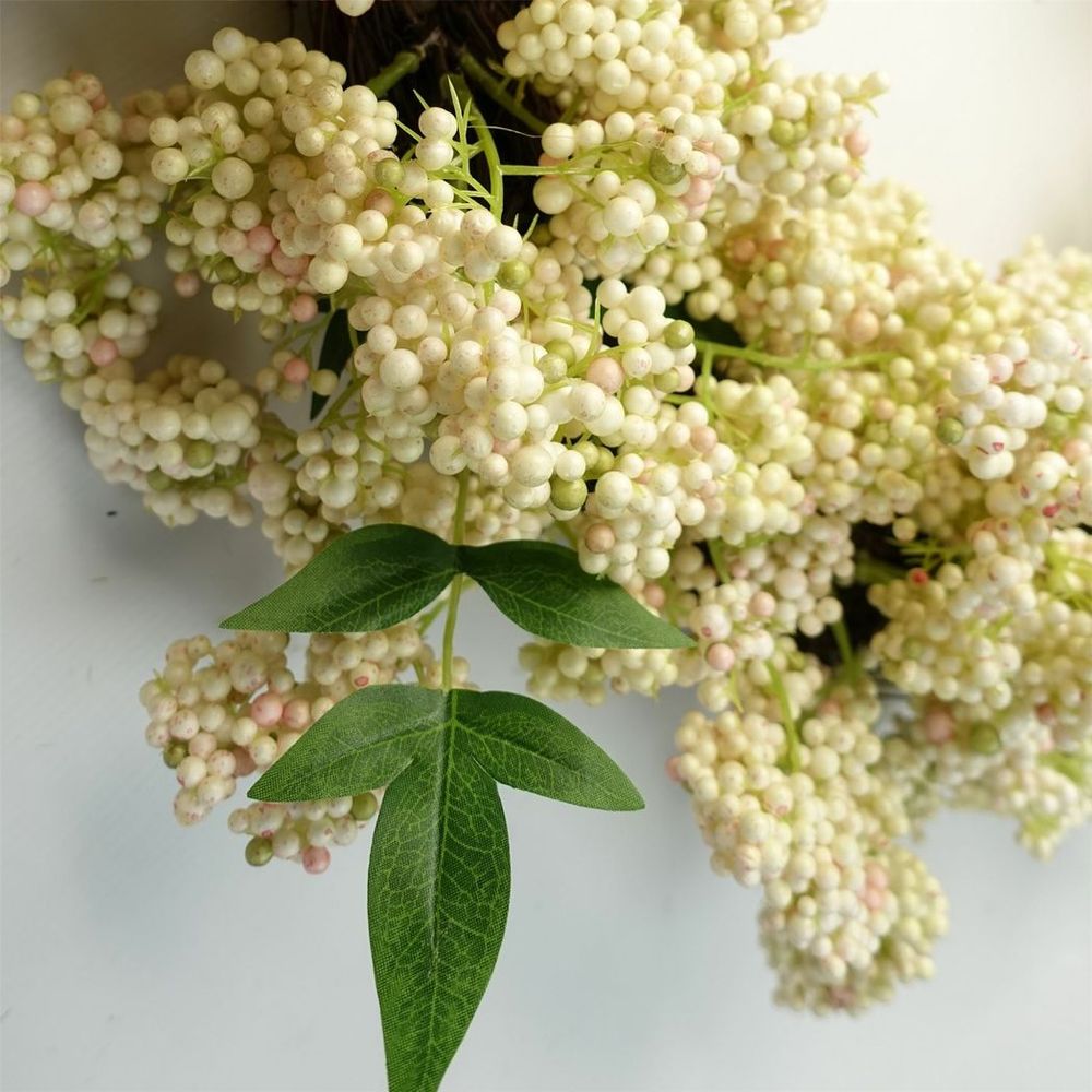 55cm Artificial Hanging White Berries Wreath