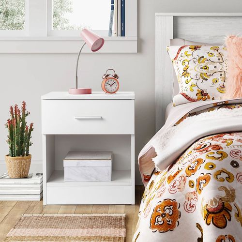 2-Tier Nightstand Bedside Cabinet End Table for Bedroom Home Office White