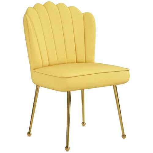 HOMCOM Velvet-Feel Shell Accent Chair Home Bedroom Lounge Metal Legs