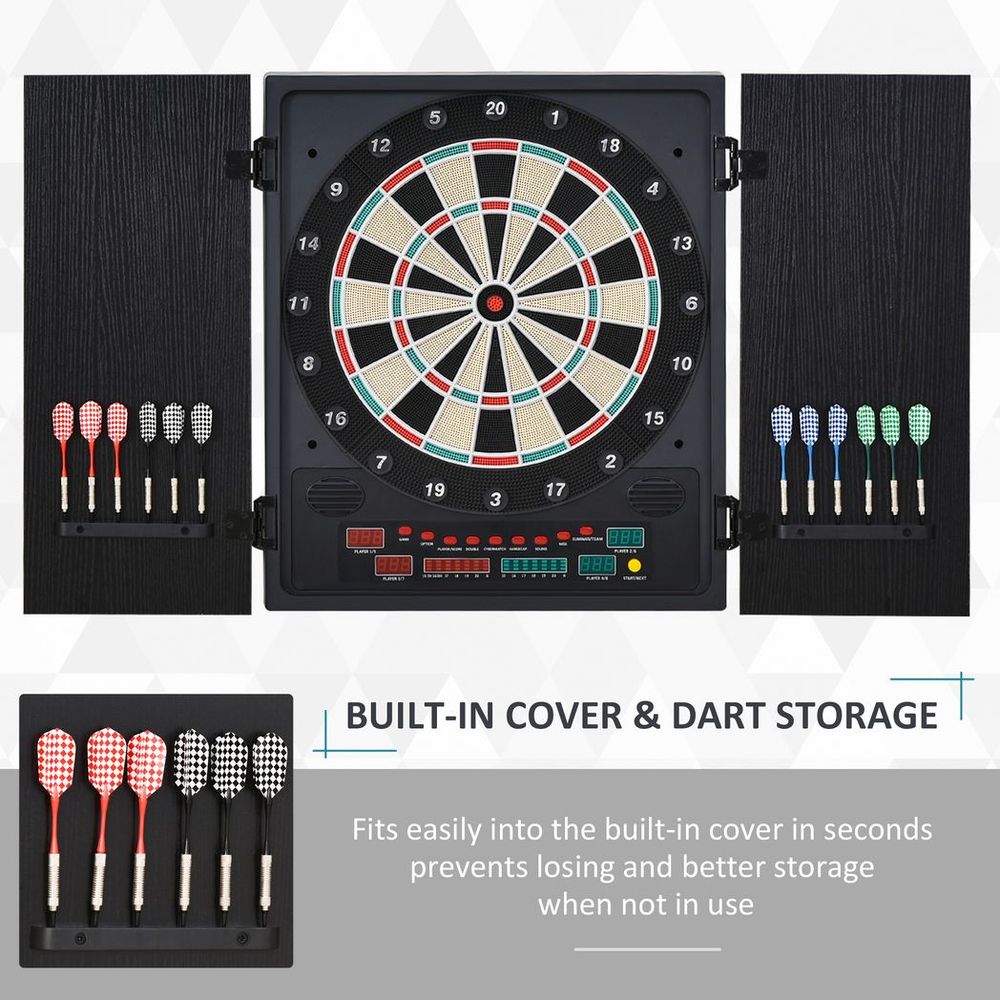 High-Quality Electronic Dartboard - LED Score Board - 27 Games - Storage Cabinet