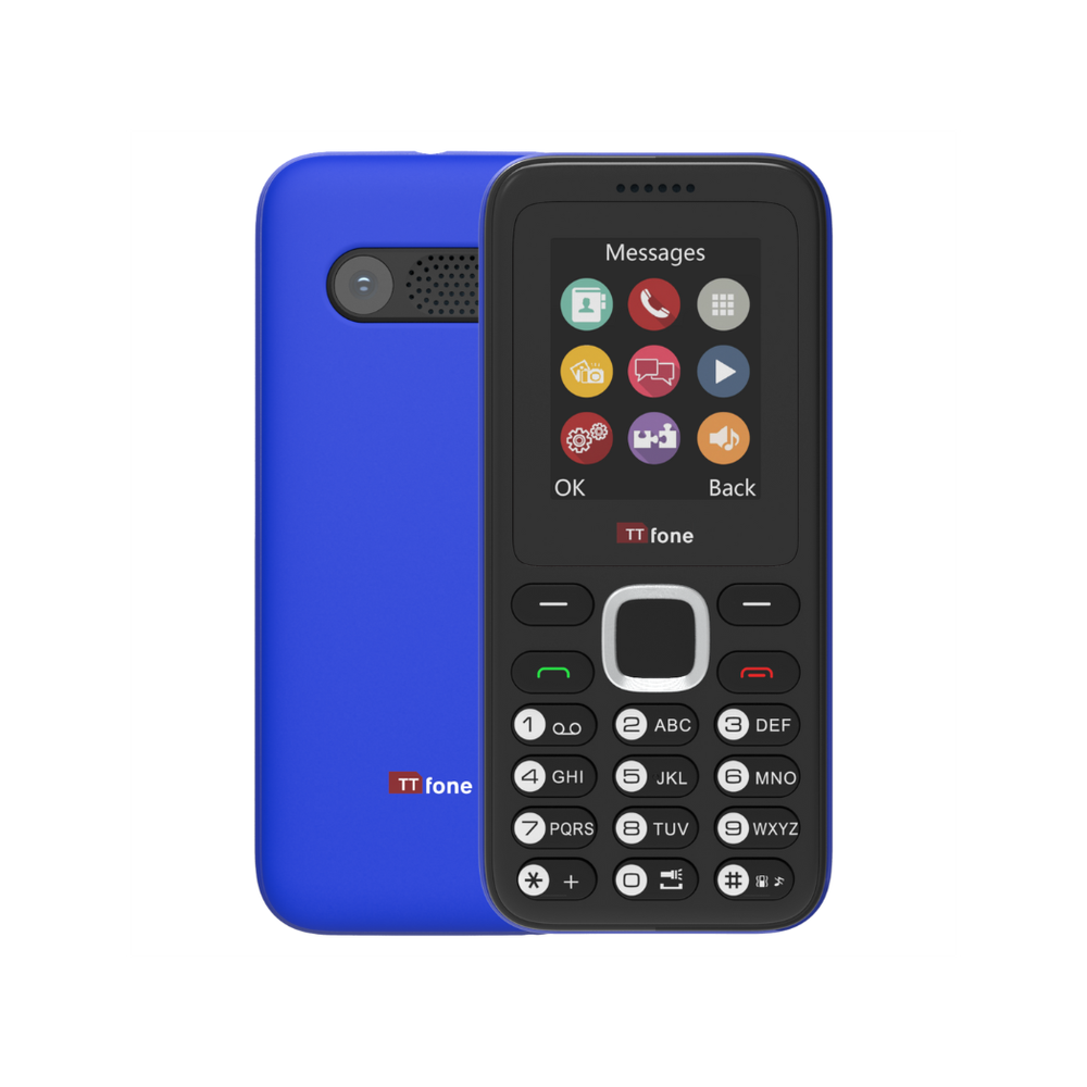 High-Quality TTfone TT150 Blue Dual SIM: Charger, Giff Gaff Pay As You Go