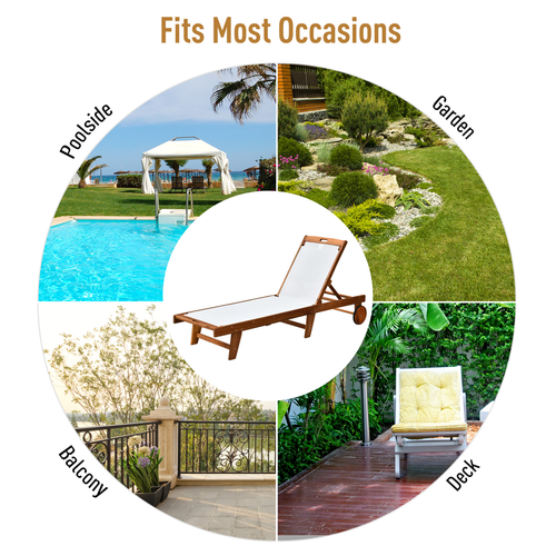 Outsunny Texteline Sun Lounger, 98L cm, Acacia Wood