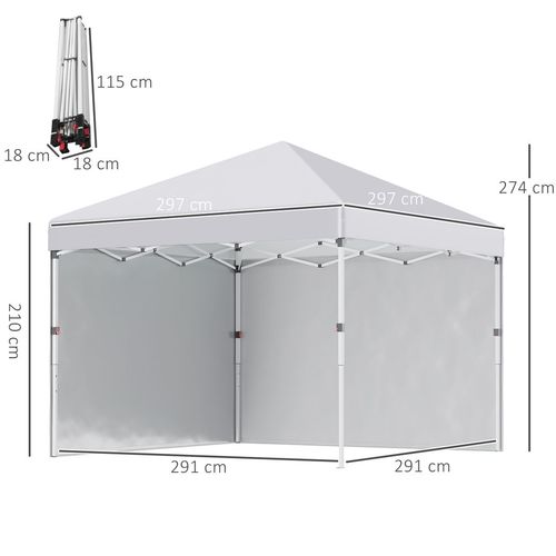 3 x 3 (M) Pop Up Gazebo Event Shelter with 2 Sidewalls, Weight Bags, White
