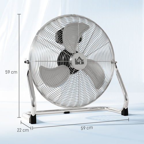 HOMCOM Electric Portable Table Fan with Powerful Airflow, Silver Tone