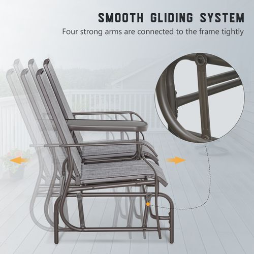 2 Seater Metal Double Swing Chair Glider Rocking Chair Seat With Table Grey