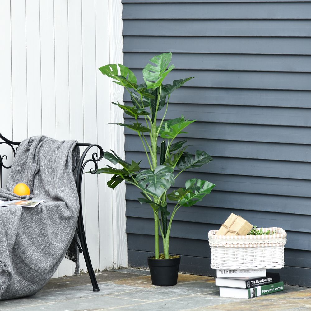 Artificial Monstera Tree  21 Leaves Palm Tree for Indoor Outdoor 1m