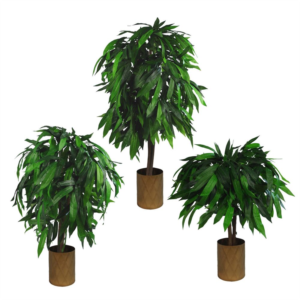 100cm Tall Large Artificial Mango Tree Plant - Realistic Foliage, Perfect for Any Interior - Free Shipping