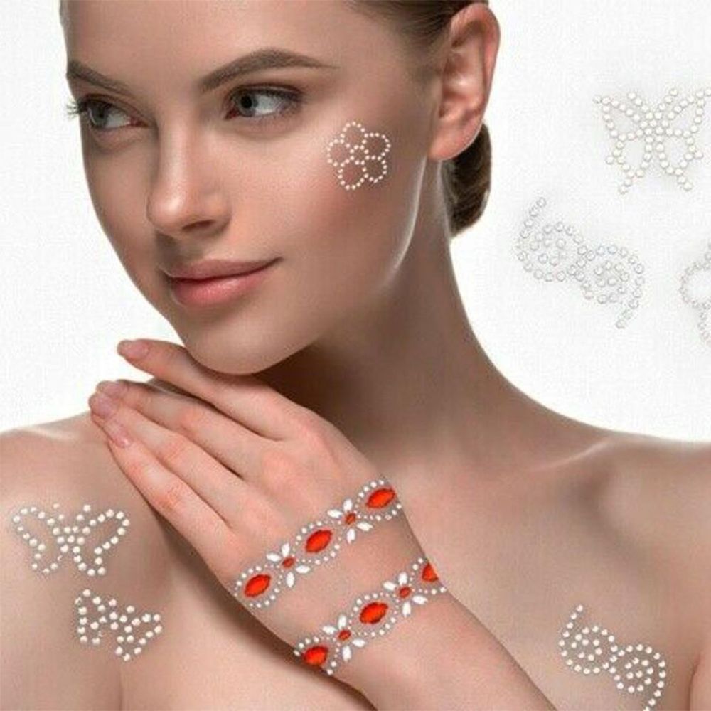 Fashionable Stick On Body Crystals - PMS Twin Pack - High Quality Self-Adhesive Design - Sparkle and Shine!
