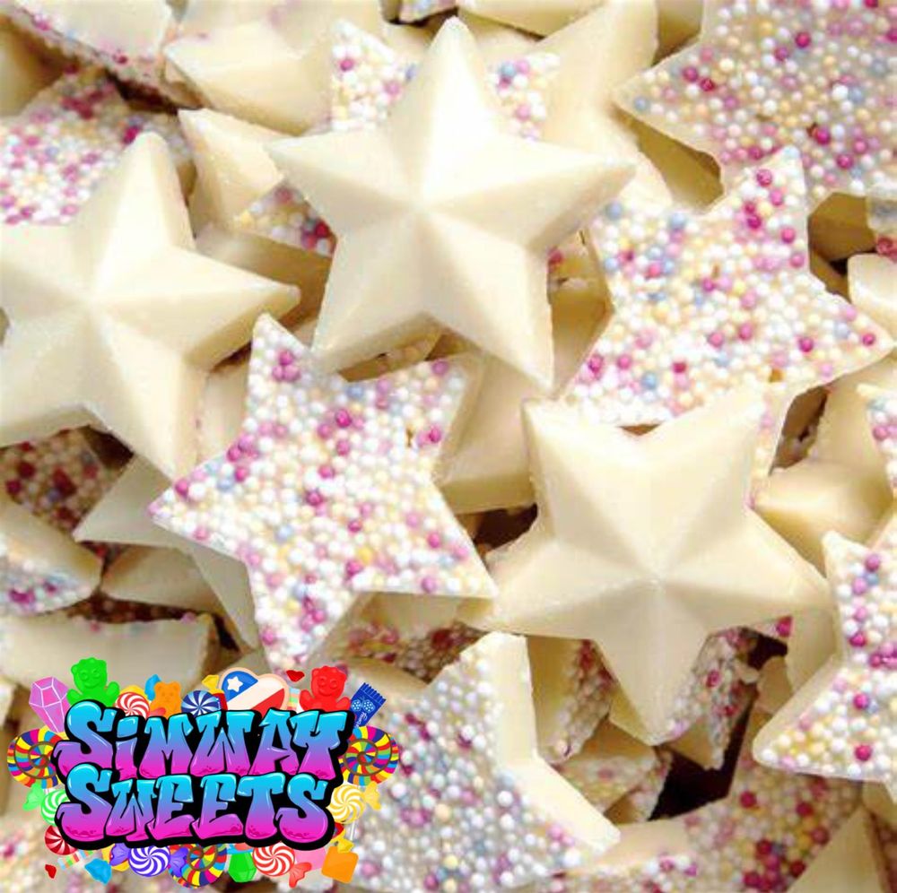 Delicious White Chocolate Stars Gift Jar - Retro Sweets, Jazzies, Snowies, Jazzles - Free Delivery