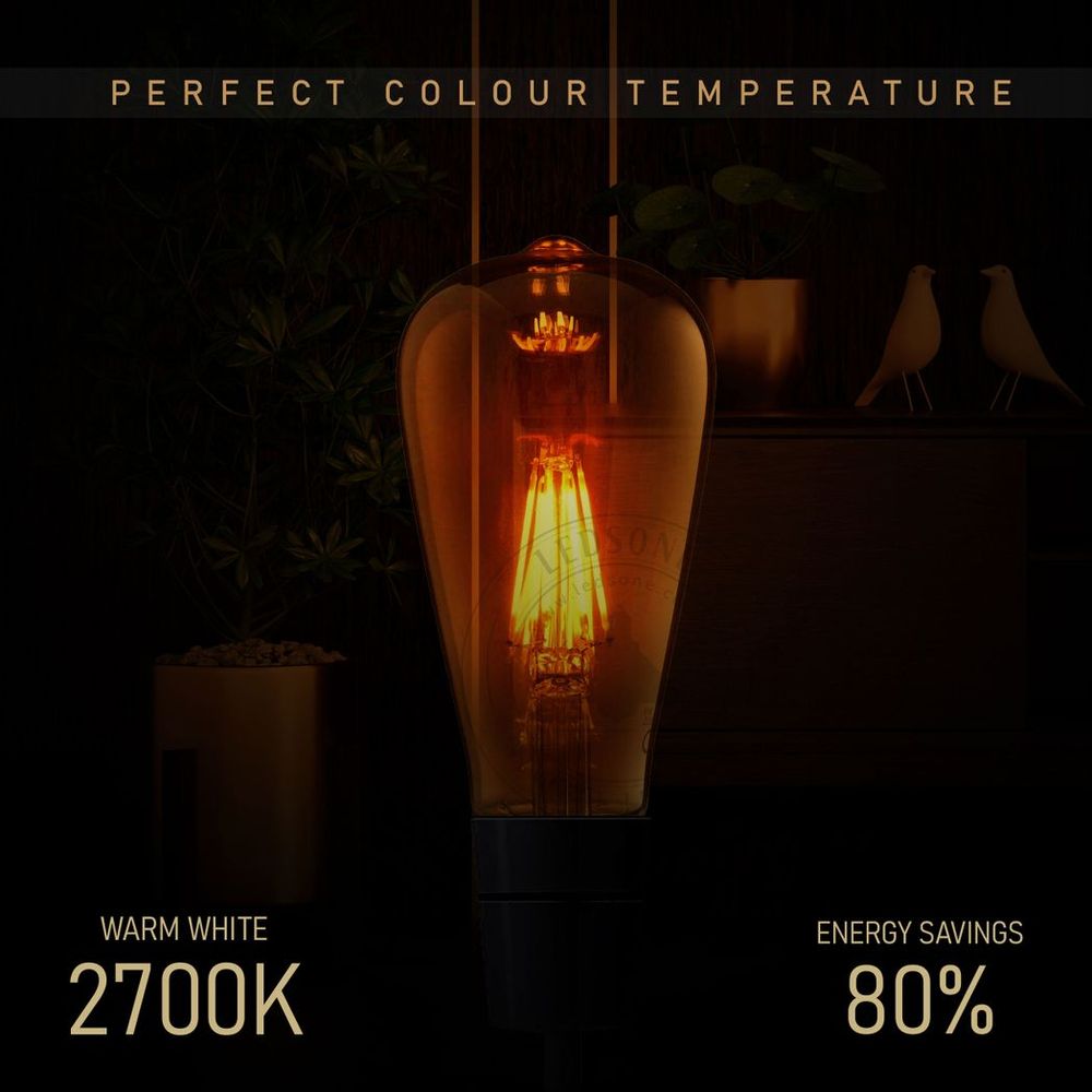 5 Pack E27 LED Edison Dimmable Vintage Amber Glass Warm white 2700K Light Bulb,
