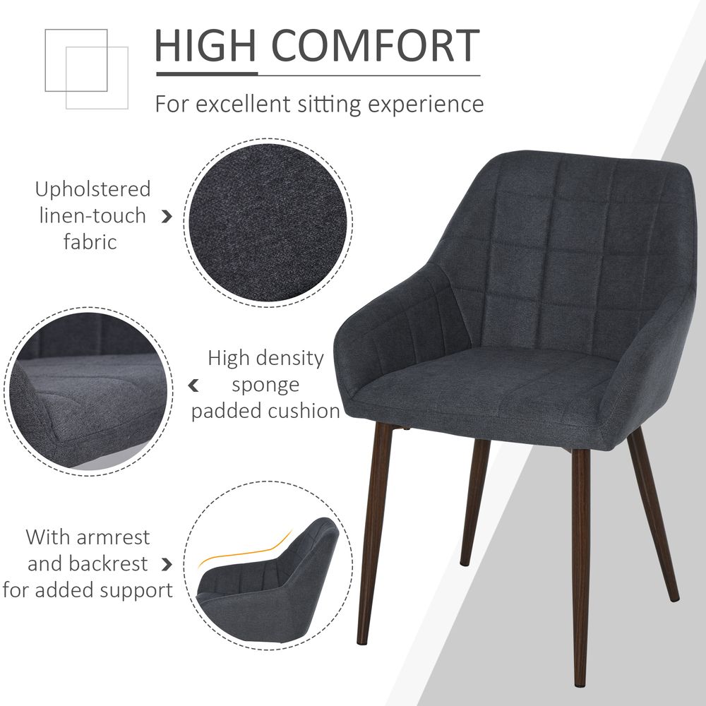 HOMCOM Dining Chair: Stylish, Padded, Metal Leg - Home & Office