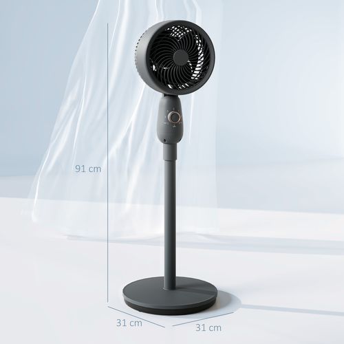 HOMCOM Pedestal Fan for Bedroom, Powerful Air Circulator with 3 Speed, Grey