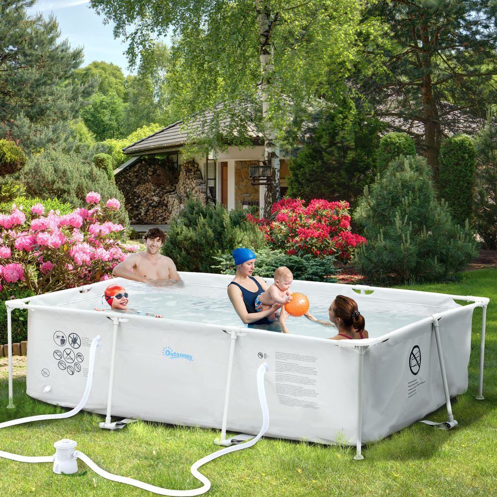 Steel Frame Pool & Filter Pump & Cartridge Rust Resistant 292 x 190 x 75cm Grey