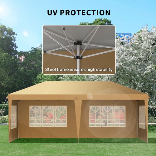 Outsunny 3 x 6m Heavy Duty Gazebo Marquee Party Tent with Storage Bag Khaki
