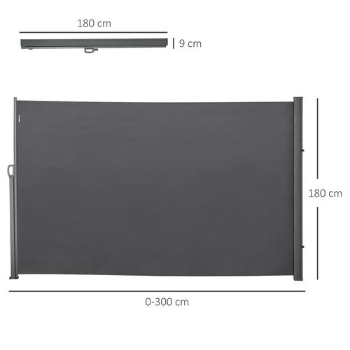 3x1.8M Retractable Side Awning Screen Fence Patio Privacy Divider Grey