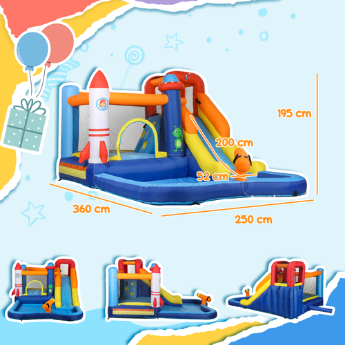 AIYAPLAY 5 in 1 Bouncy Castle for Children with 550W Blower, Water Slide
