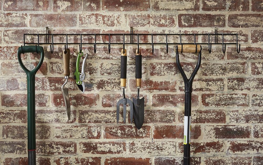 Premium Quality Tool Rack - 16 Hooks - Black Powder Coat