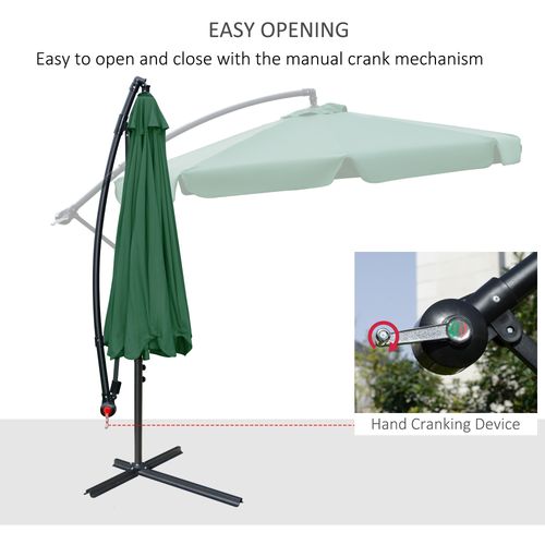 2.7m Garden Banana Parasol Cantilever Umbrella with Crank Green
