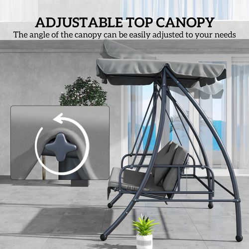 Outsunny 2-in-1 Swing Chair 3 Seater Hammock Cushion Bed Tilt Canopy