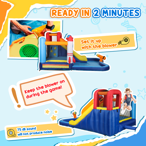 AIYAPLAY 5 in 1 Bouncy Castle for Children with 550W Blower, Water Slide