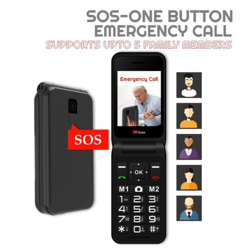 TTfone Black TT760 with Mains Charger, Three Pay As You Go