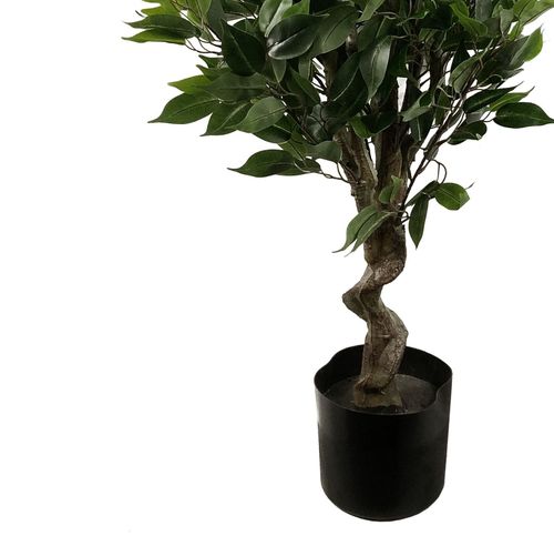 110cm Artificial Evergreen Twist Ficus Tree Gold Planter